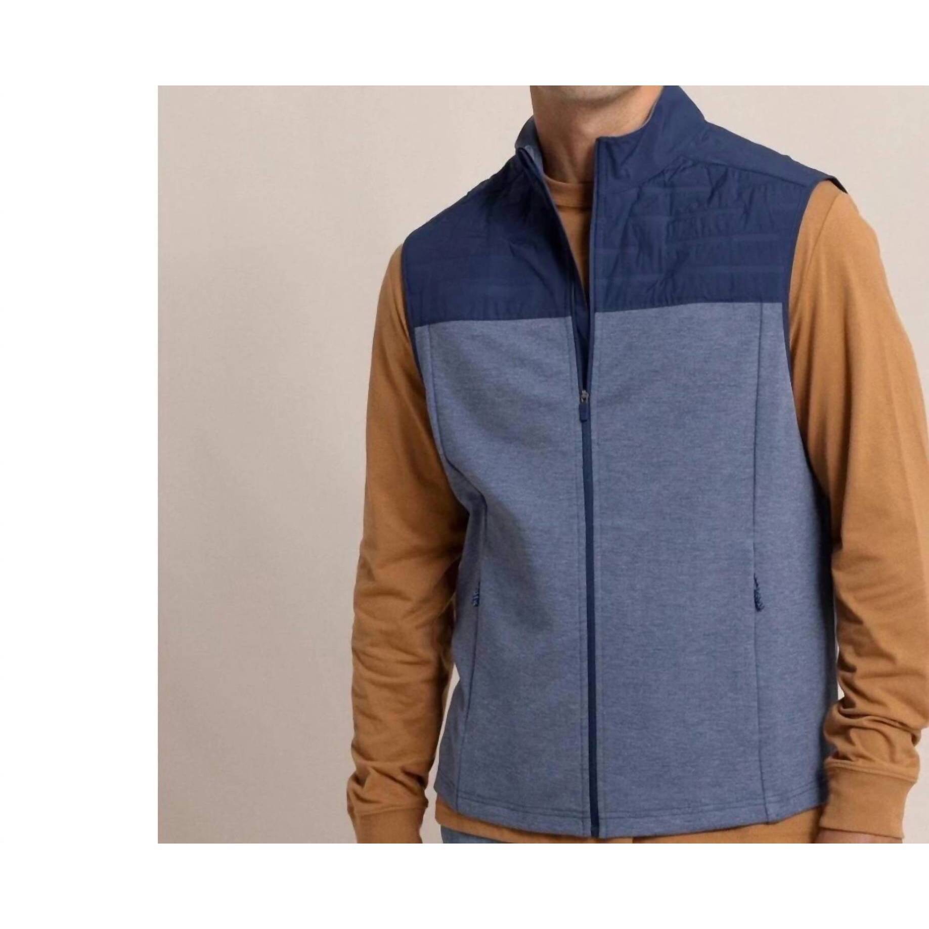 New Southern Tide Coligny Quilted Vest In Dress Blue